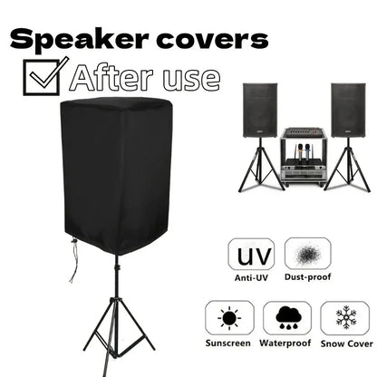 Durable Black 210D Oxford Cloth Speaker Covers - Water and Dust Resistant, Multiple Sizes for Home Theater Outdoor Sound Systems