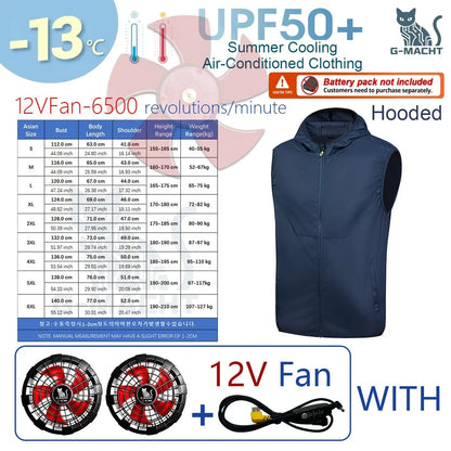 Summer Cooling Vest Men USB Charging Fan Sleeveless Jacket Air Conditioning Clothing Breathable Cool Working Coat for Outdoor Wo