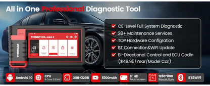 THINKCAR THINKTOOL MINI 2 CANFD Auto Car  Diagnostic Tools Obd2 Scanner Bi-directional Scan Tool 28 Resets Full System Diagnose
