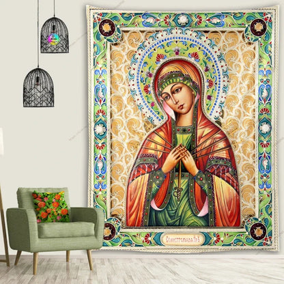 Icon of Christ Tapestry Jesus Easter Wall Decor God Home Decoration  Blessed Virgin Mary Wall Tapestries Christmas Room Decor