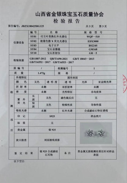 Fine Jewelry Pass Diamond Tester Pen Moissanite Hoop Earrings For Women With GRA S925 Sterling Silver For Women Ear Clasps