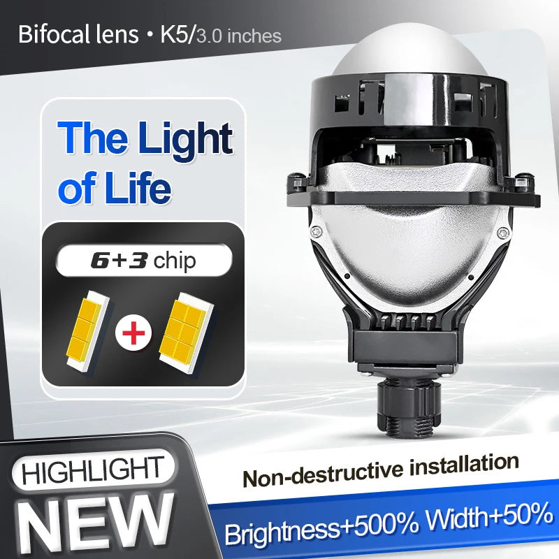 2PCS 3 Inch Bi LED Projector Lenses For Headlight Hella 120W 60000LM Auto Lamp Car Lights Retrofit Kits Hyperboloid Lens