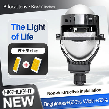 2PCS 3 Inch Bi LED Projector Lenses For Headlight Hella 120W 60000LM Auto Lamp Car Lights Retrofit Kits Hyperboloid Lens