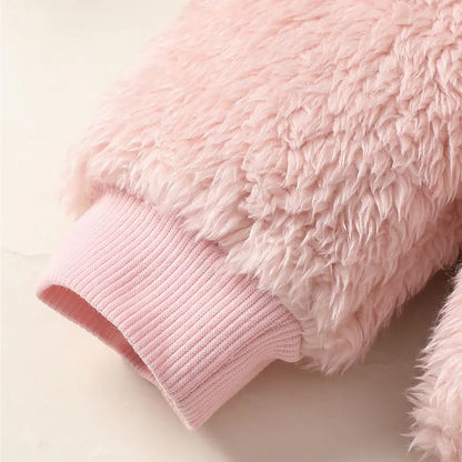 0-3Years Baby Girl Clothes Set Cute Bear O-neck Long Sleeve Top+Thick Pants Autumn&Winter Warm Clothing Outfit for Toddler Girl