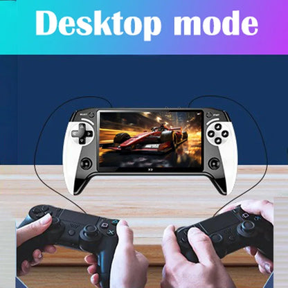 The X9 gaming console features a 5.5-inch high-resolution IPS display with P1 arcade-quality HD output, supporting dual-stick GB