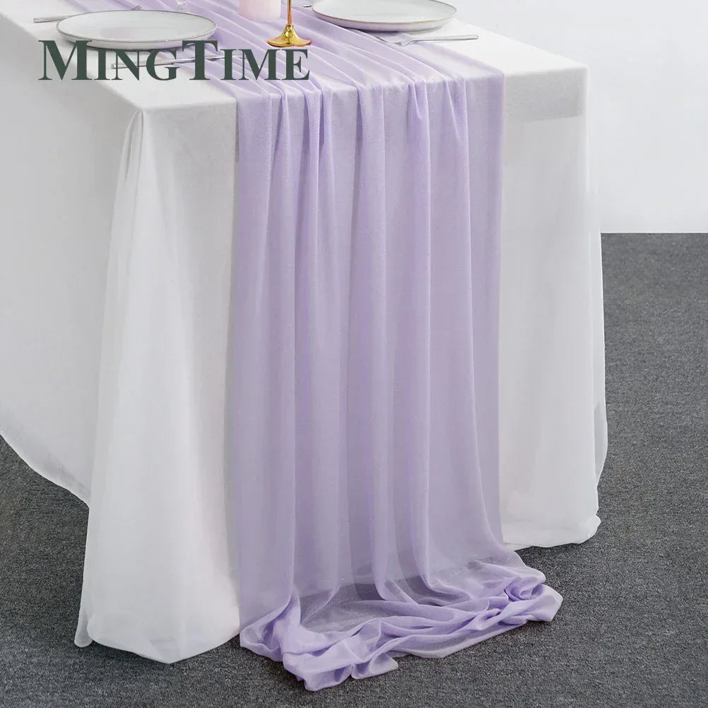 Sheer Chiffon Luxury Solid Colorful Table Runner Blue Rustic Boho Wedding Party Bridal Shower Birthday Home Christmas Decoration