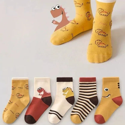 5 Pairs Autumn Fashion Boys Sock for Kids Cute Baby Girl Happy Funny Boat Long Socks White Spring Children's Clothes