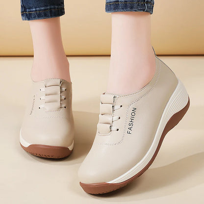 New women's 43 casual shoes, 100% genuine leather breathable and fashionable leather shoes for walking