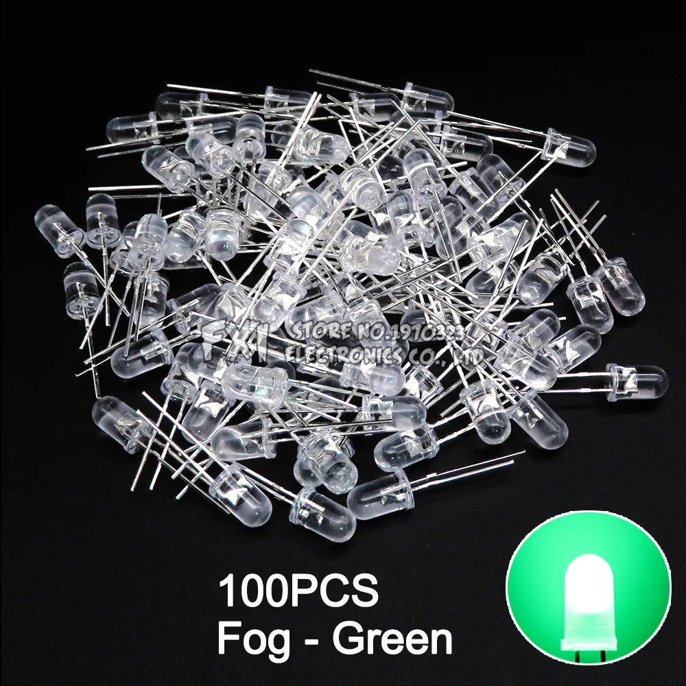 100PCS F5 LED Diode 5MM Assorted Kit White Green Red Blue Yellow Orange Pink Purple Warm White DIY kit Light Emitting Diode bxv