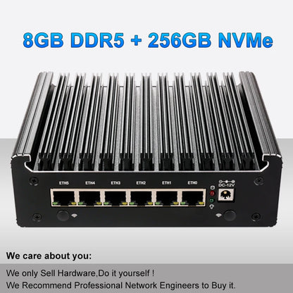 Intel Pentium Gold 8505 Soft Router 6 Lans I226-V 2.5G Fanless Mini PC COM HD DP USB Type-C DDR5 SATA PfSense Firewall Appliance