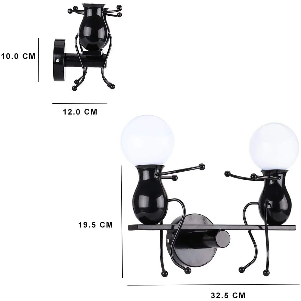 Humanoid Creative Wall Light Modern Simple Little Man Bedside Lamp Sconce Indoor Decor Hanging Lighting for Children Bedroom LED