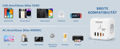 LENCENT USB Sockets dice Without Cable socket EU Socket Adapter Multiple socket EU Outlet Extender