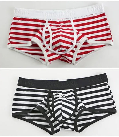 Cotton Men Boxers Men Soft Penis U-Pouch Underwear Underpants Shorts Breathable Striped Hot Male Underwear