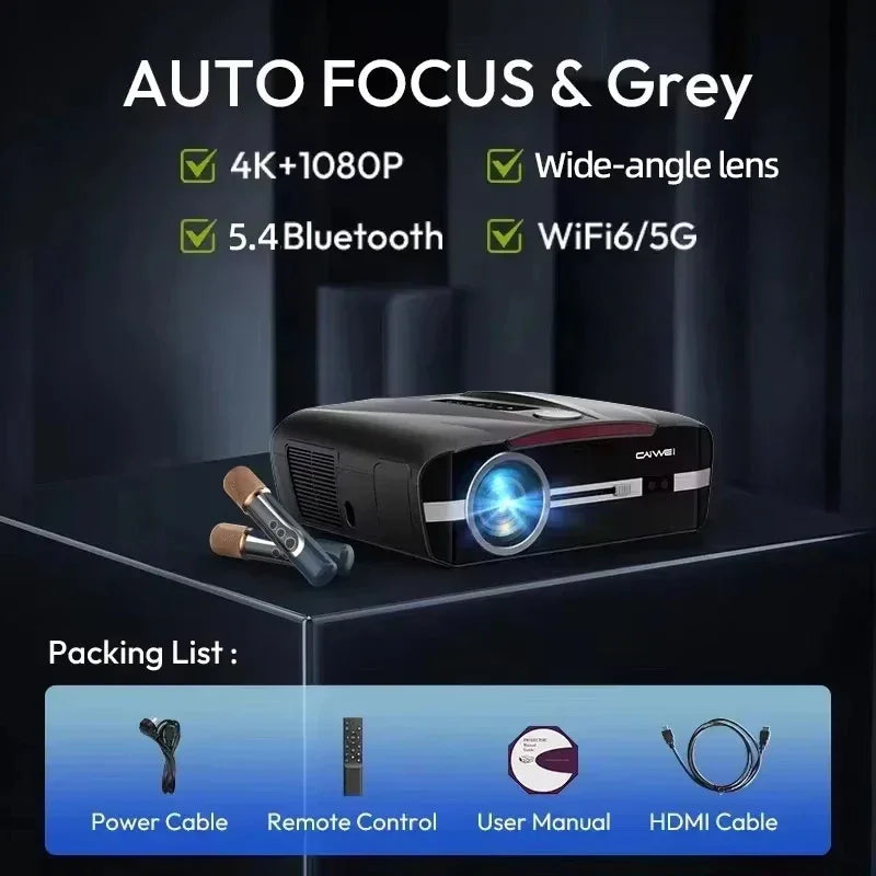 Smart 2K 4K Full HD 1080P Portable Projector Auto Focus Android WiFi Home Cinema Outdoor Game Video Beam Karaoke Projector