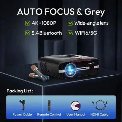 Smart 2K 4K Full HD 1080P Portable Projector Auto Focus Android WiFi Home Cinema Outdoor Game Video Beam Karaoke Projector