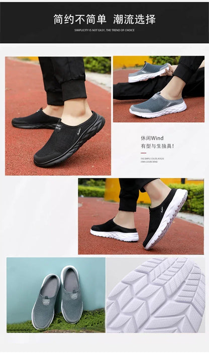 YRZL Hot Sale Men Half Slipper High Quality New Design Mesh Shoes Breathable Outdoor Sandals Comfortable Couples Walking Shoes