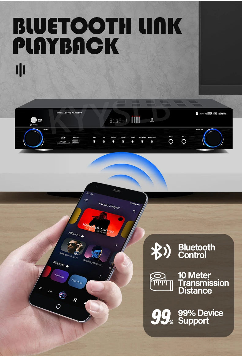 KYYSLB 900W 5.1 Bluetooth Sound Amplifier for Speakers Audio HIFI Karaoke Fever Digital Home Theater System Amplifiers