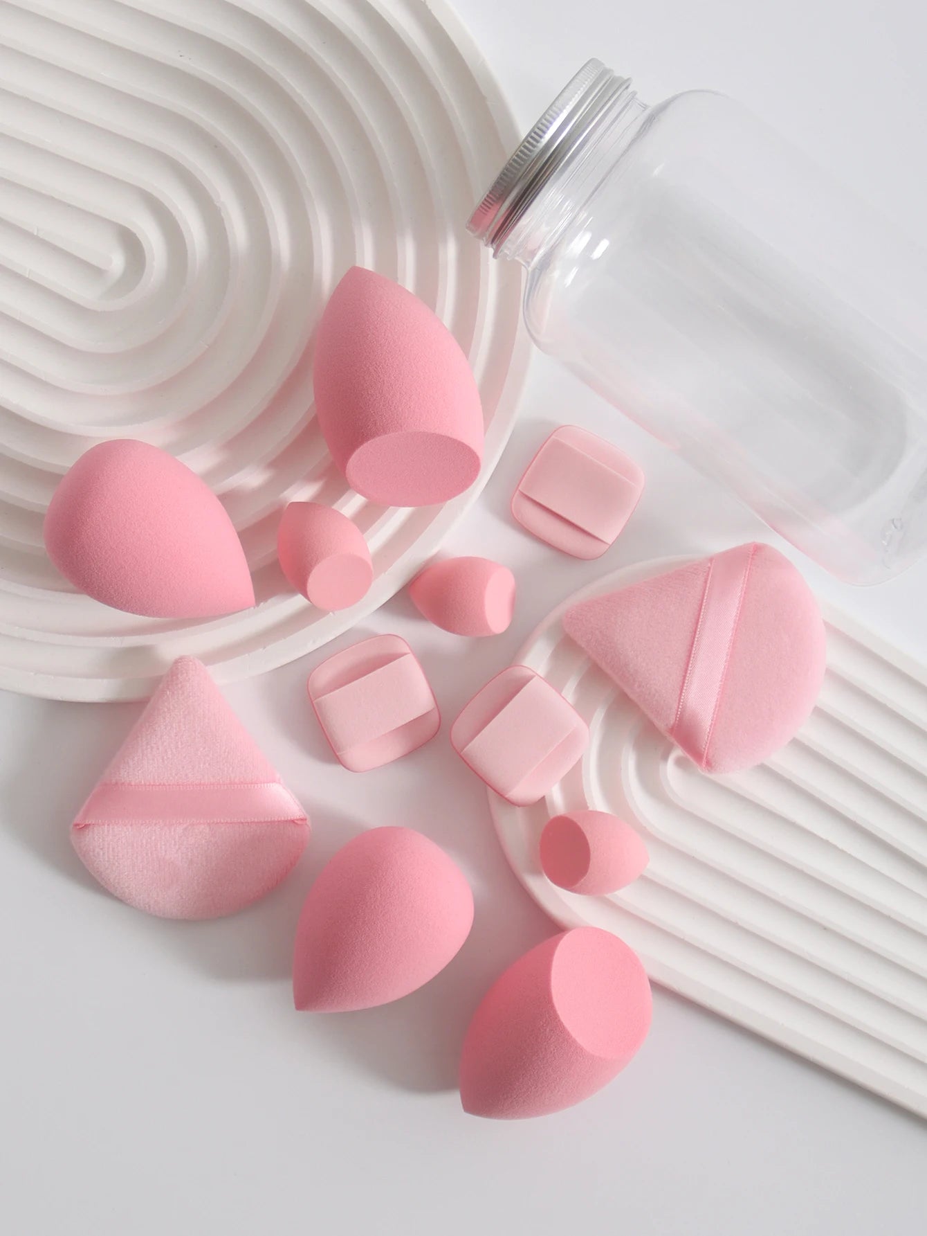 12Pcs Makeup Sponge Set with Storage Jar Latex-Free, Makeup Sponge Finger Puff, Dual-Use Wet & Dry Foundation Cosmetic Puffs