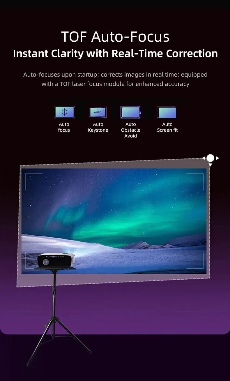 Smart 2K 4K Full HD 1080P Portable Projector Auto Focus Android WiFi Home Cinema Outdoor Game Video Beam Karaoke Projector
