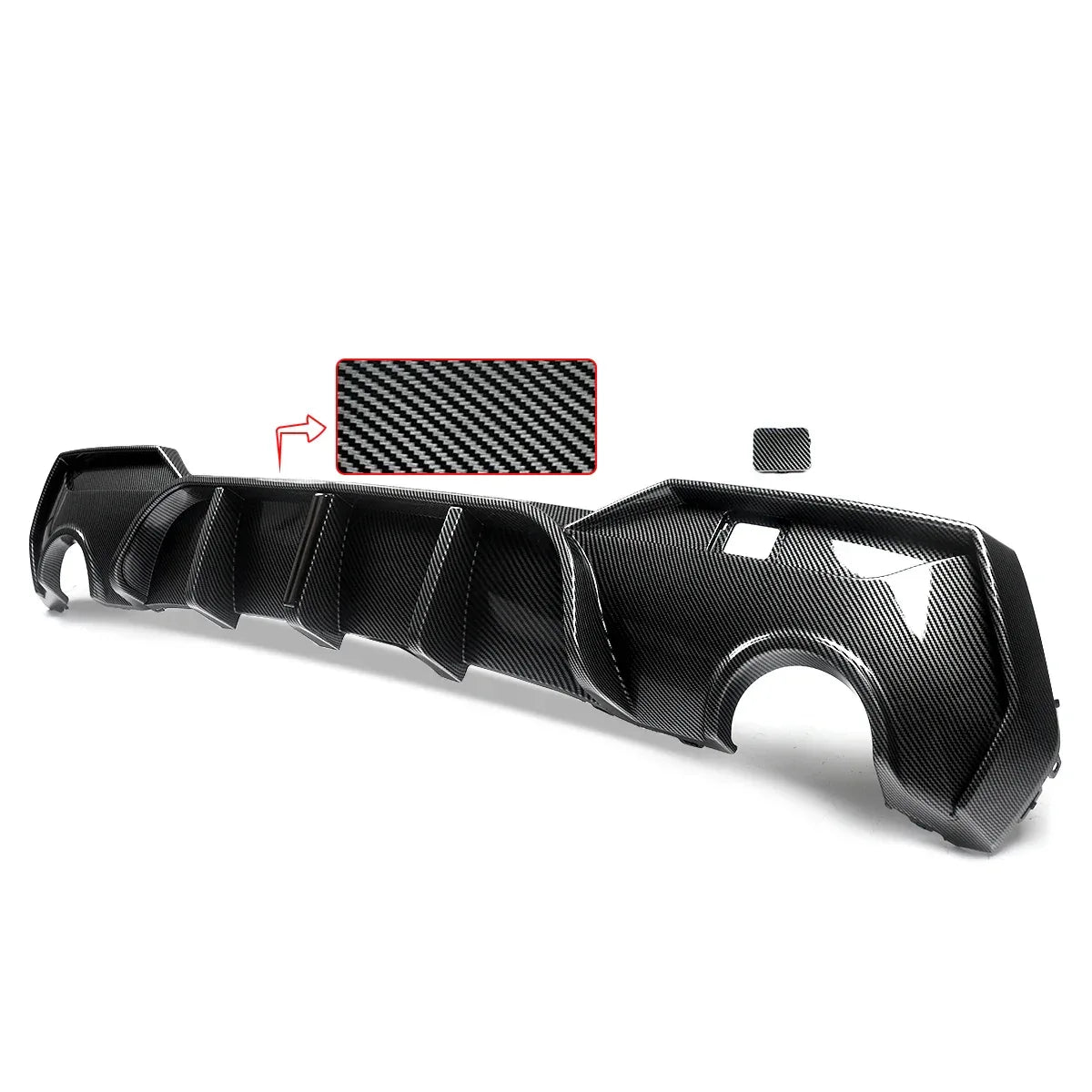 Magickit Rear Diffuser For BMW G22 G23 420i 430i 440i M Sport w/ LED 2020+ Carbon Look Rear Bumper Diffuser