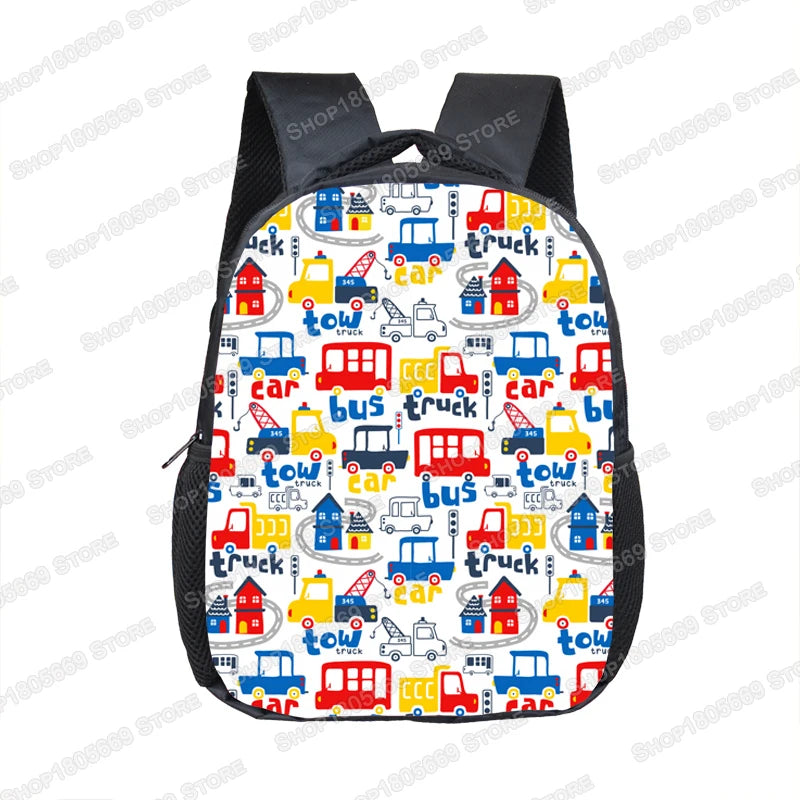 Truck/Ambulance/Car/Tractor Backpack Children's 12 Inch Kindergarten School Bag Cartoon Printing Excavator Backpack