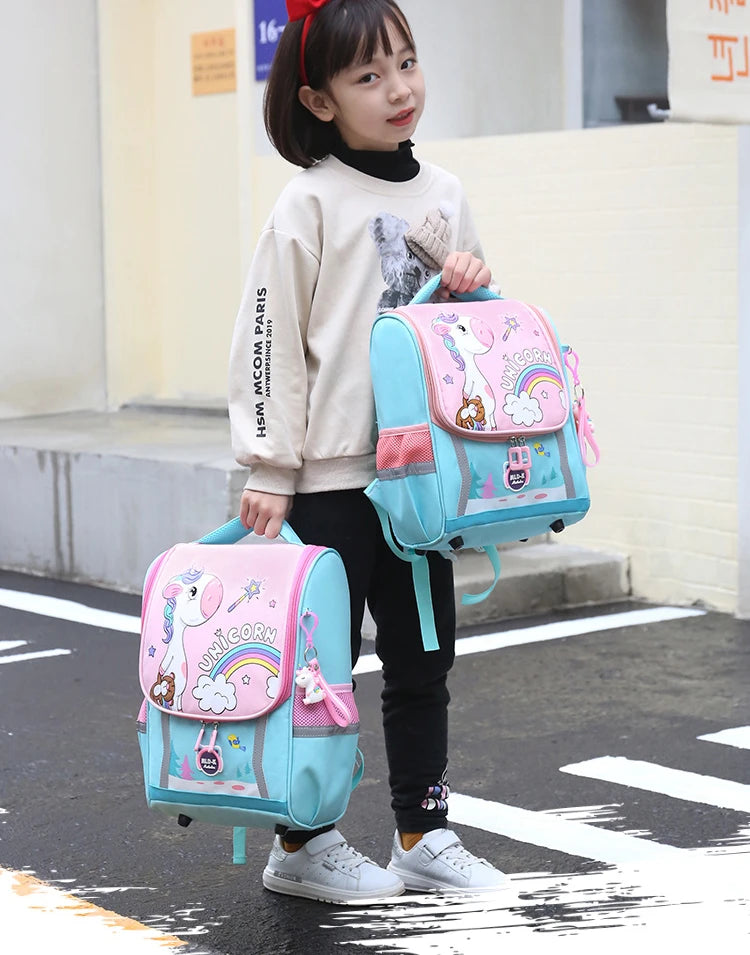 Waterproof Children Primary School Bags Cute Unicorn Rainbow Backpacks Kids Cartoon Animal Dinasour Shcoolbags for Kindergarten