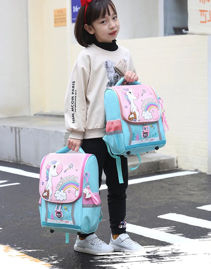 Waterproof Children Primary School Bags Cute Unicorn Rainbow Backpacks Kids Cartoon Animal Dinasour Shcoolbags for Kindergarten