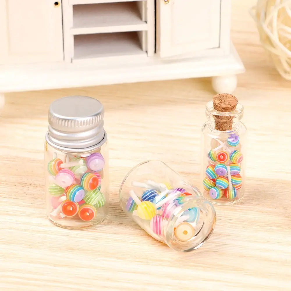 1/12 Scale Doll House DIY Accessories Kitchen Toys Candy Box Lollipops With Jar Dollhouse Miniature Food Simulation Sugar