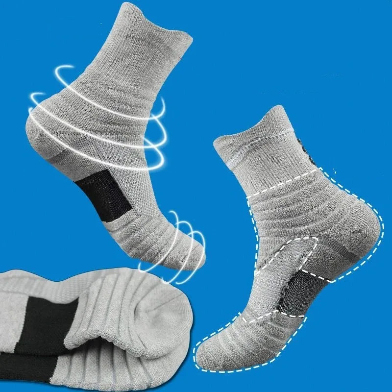 3 Pairs Men's Comfort Fit Cushion Performance Athletic Crew Socks For Outdoor Sports