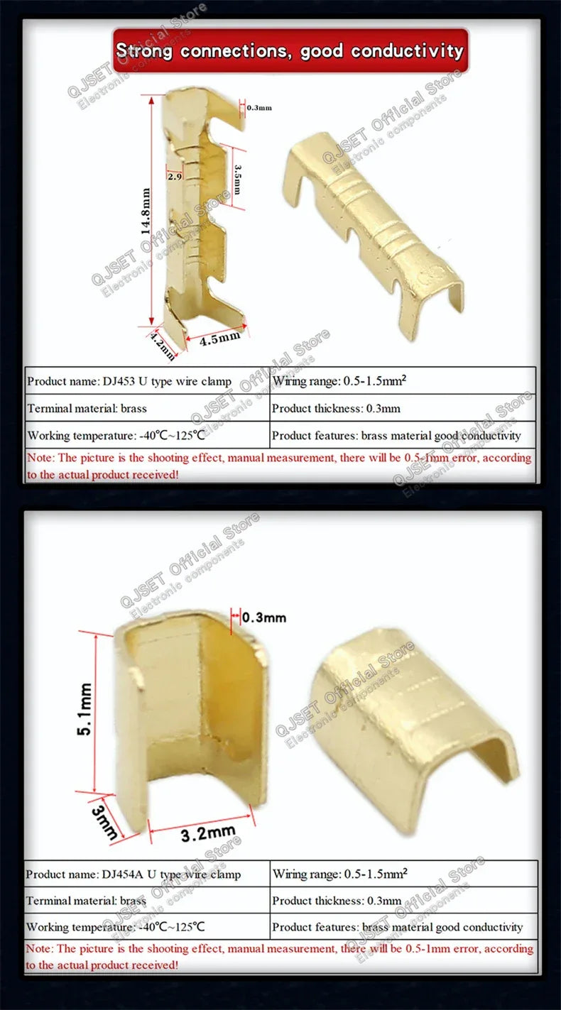 100Pcs DJ454 Wire 0.5-6.0mm² U-shape copper wire crimp terminals Cold pressed connectors Cable lugs for wire splice terminals DJ