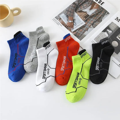 5 Pairs Men's Short Socks Sweat Absorbent and Odorous Basketball Running Sports Socks Breathable Mesh Men's Socks