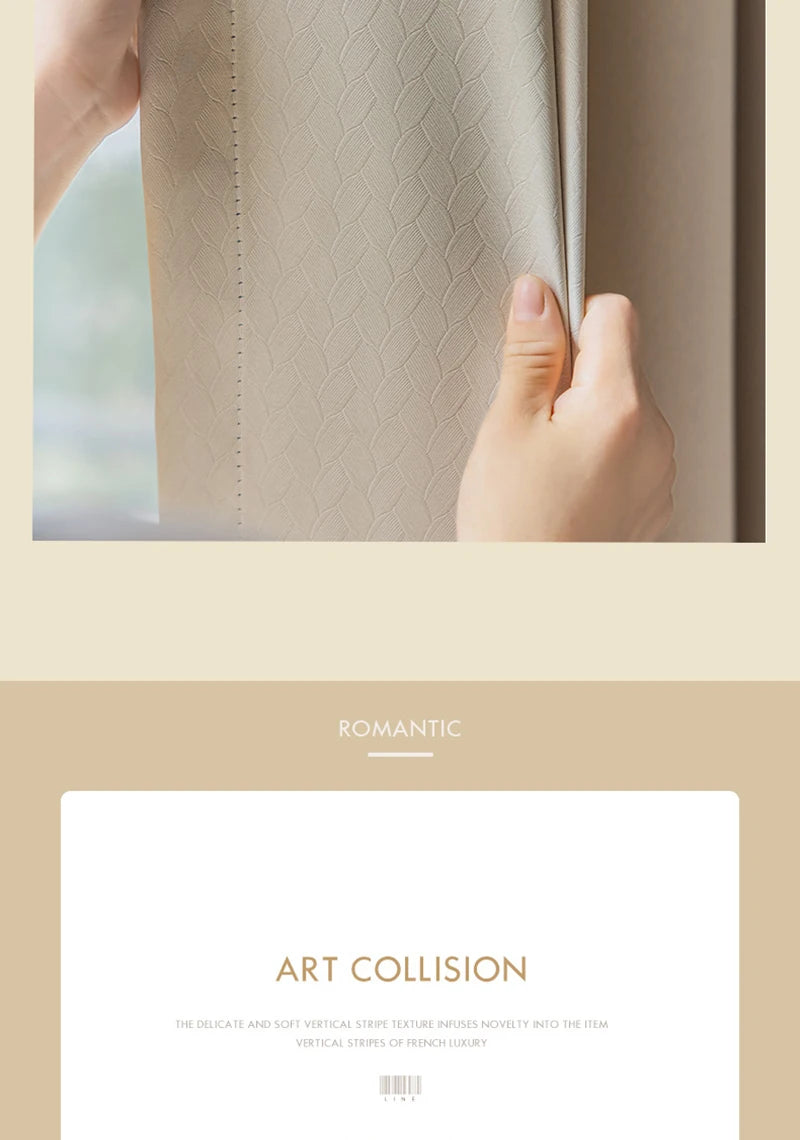 French Cream Style Bay Window Drape Bedroom Thick Full Blackout Curtain Hotel Soundproof Drapes Large Area Living Room Curtains