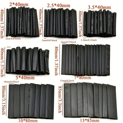 127PCS Heat-shrink Tubing Kit 2:1 black Thermoresistant Tube Electrical Connection Wire Cable Insulation Sleeving