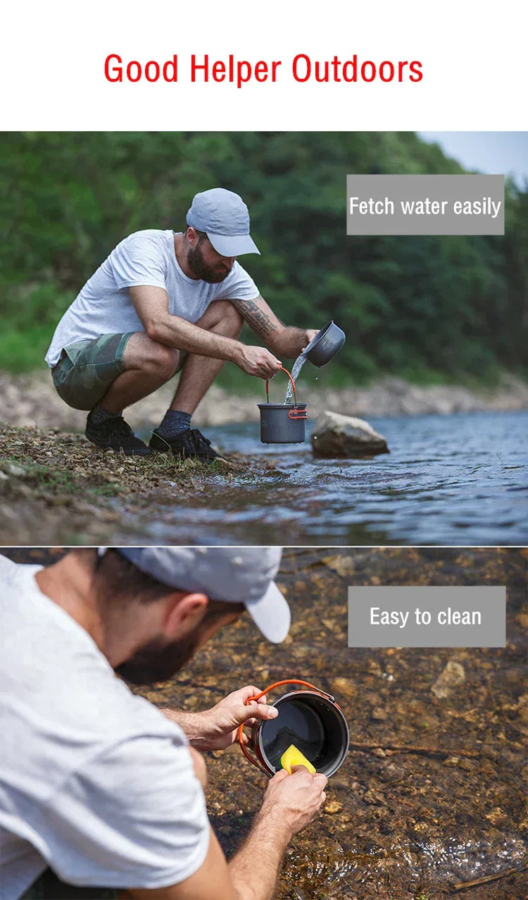 Naturehike Camping Cooking Set Outdoor Picnic Camping Pot Ultralight Portable Picnic Cookware 2-3 Person Hiking Non Stick Pots