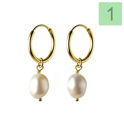 TrustDavis Real 925 Sterling Silver Sweet Irregular Baroque Pearl Hoop Earrings For Women Wedding Valentine's Day Jewelry DB338