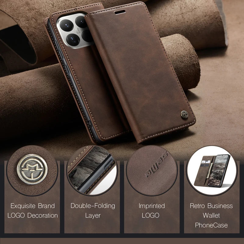 For Xiaomi 15T Pro 15T CaseMe Magnetic Retro Leather Flip Wallet Stand Cover With Card Slot for Xiaomi Mi 15 T Pro