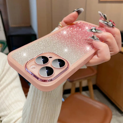 Fashion Bling Glitter Phone Case  For iPhone 16 E 15 Pro Max 14 Plus 13 12 11 Luxury Shockproof Bumper Silicone Clear Back Cover