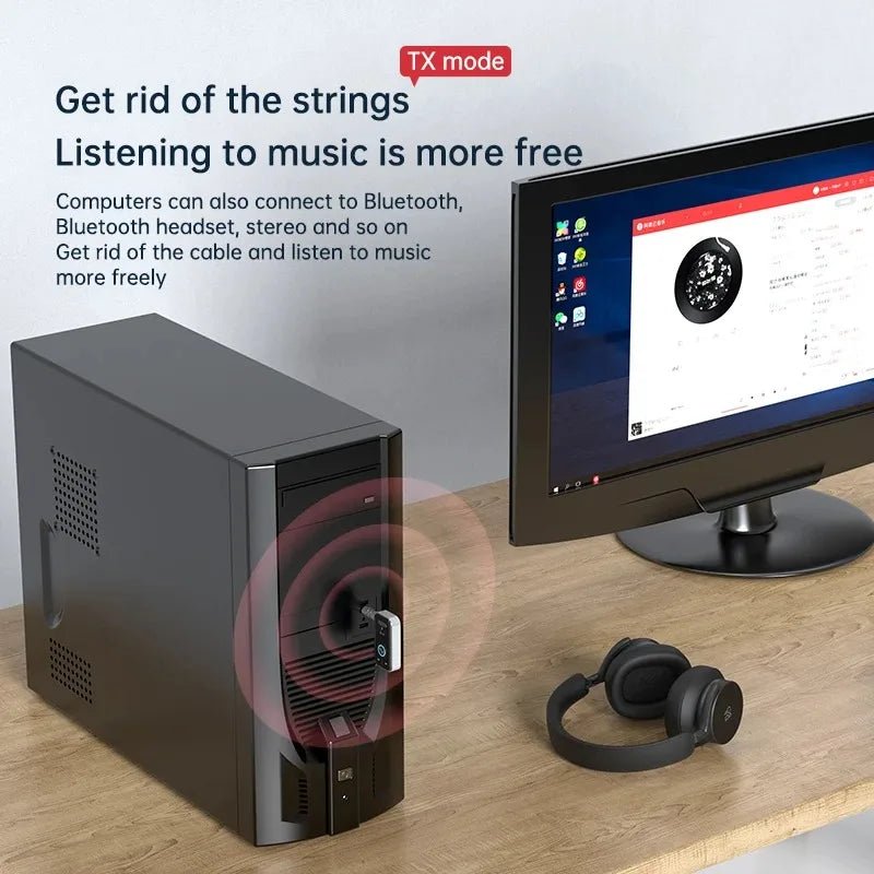 Upgraded Bluetooth 6.0 Transmitter Receiver HiFi Stereo Music Car AUX Audio Adapter 3.5MM Jack With Mic Calling For Car Kit