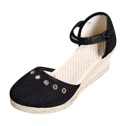 Sandals Women 2024 Summer Comfortable Platform Wedge Sandals Braided Buckle Breathable Wedge Sandals Outdoor Female Shoes