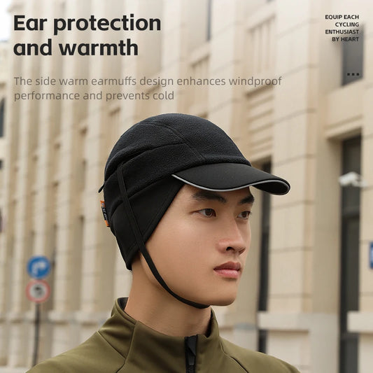 WEST BIKING Winter Cycling Cap With Brim Windproof Warm Sports Cap High Elastic Fleece Hiking Running Hat Cycling Equipment by PDG ibma