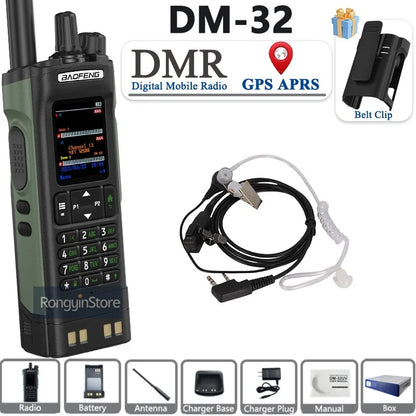 BAOFENG DM-32 with Belt Holster DMR Radio Digital Walkie Talkie GPS APRS 999 Channel Dual Mode Analog Dual Time Slot For Hiking