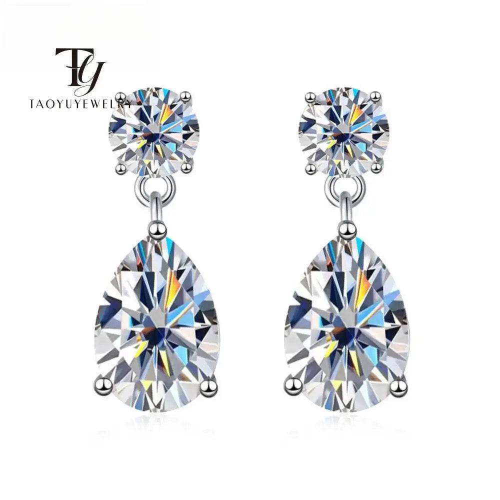 Taoyu 3CT 925 Sterling Silver Moissanite Earrings For Women Men Zircon Drop Earrings Minimalist Fine Jewelry D VVS1 Diamond Gift