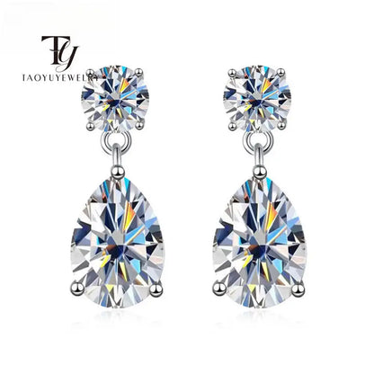 Taoyu 3CT 925 Sterling Silver Moissanite Earrings For Women Men Zircon Drop Earrings Minimalist Fine Jewelry D VVS1 Diamond Gift