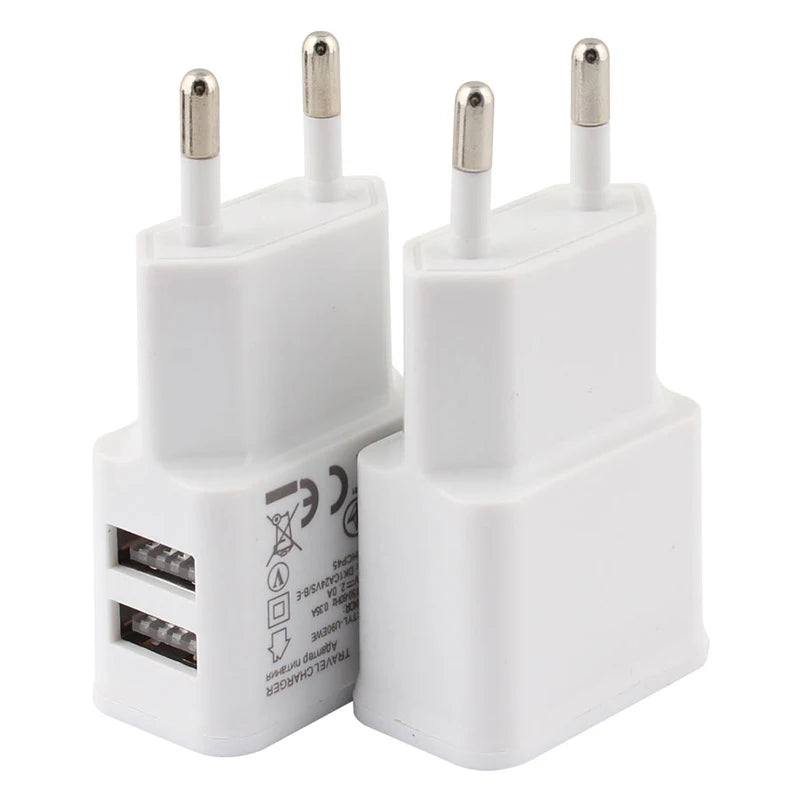 5V 2A USB Charger Travel Wall Charging Head Mobile Phone Dual USB Charger AC Adapter Portable EU Plug For iPhone Xiaomi Samsung