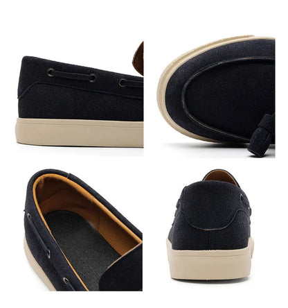 2025 Men Flat Loafers Frosted Suede Flat Shoes Comfortable Non Slip Trendy Fashion Loafers Lightweight Outdoor Casual Shoes