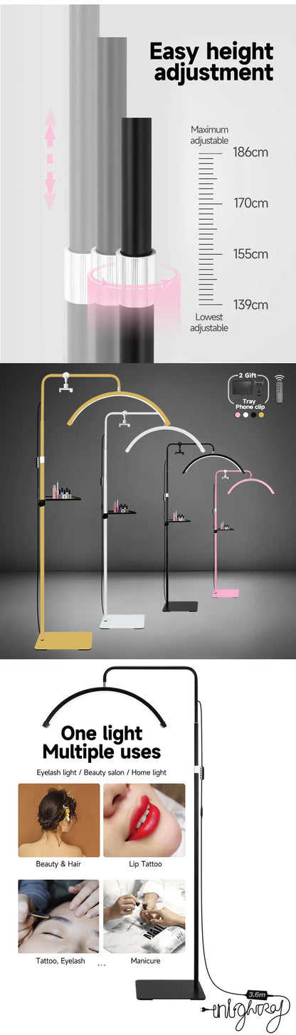 2025 New 23inch 45w Arc Half Moon Ring Light for Lashes Studio lights Photography Light Floor lamps for Eyelash Extension Beauty