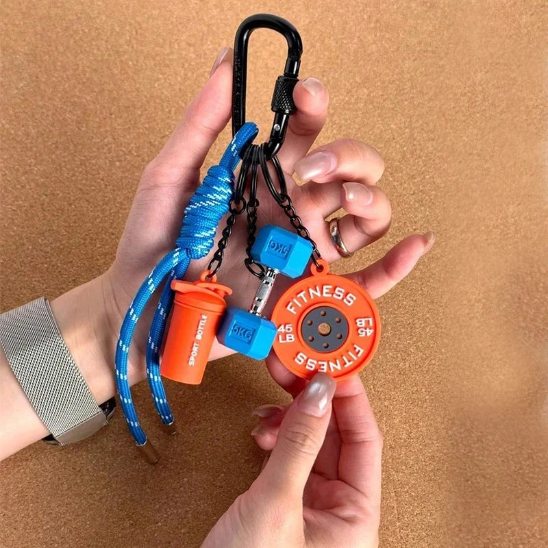 Fitness Keychain Gym Lover Barbell Key chain Weightlifting Keyring Silicone Weight Plate Gym Gifts Workout Gifts Bag Charm Backp