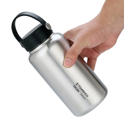 TOMSHOO 1050ml Stainless Steel Water Bottle Leak Proof Sports Bottle with 750ml Water Cup Coffee Mug Hanging Pot for Outdoor