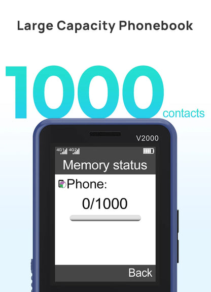 UNIWA V2000 Phone Big Push-Button Dual Screen 0.3MP Camera FM Radio Keyboard 1700mAh 4G Cellphone Support one click dialing