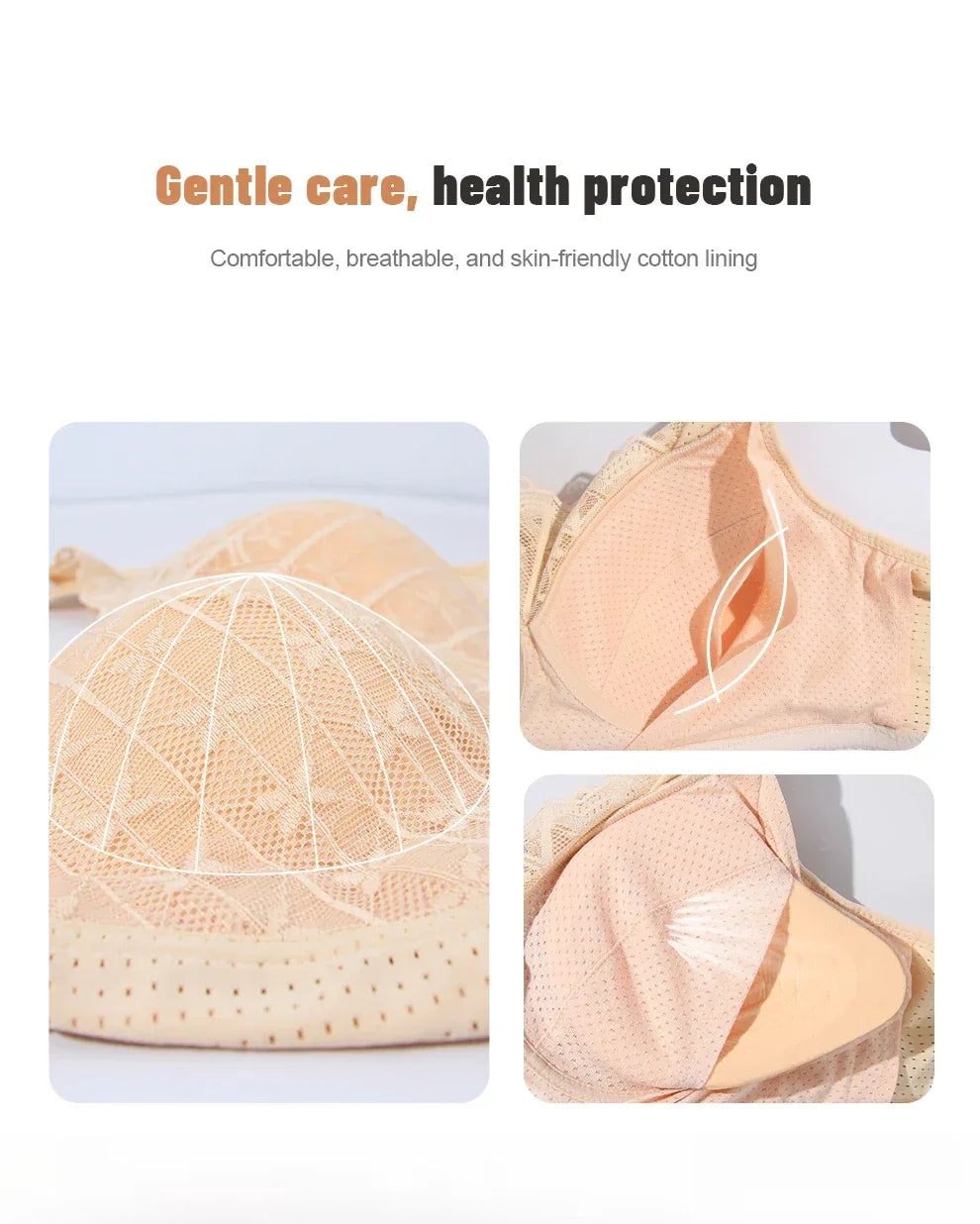 LERVANLA 2566 Strong Breathability Mastectomy Bra Women with Pocket Breast Form Pads Included Adjustable Cotton Comfort  Large